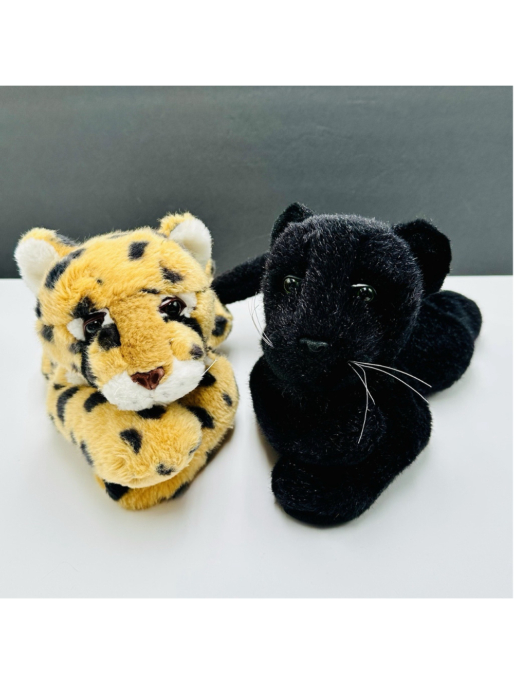 B.J. Toy Co Black Panther and Tiger Cat Plush Stuffed Flopsies 13” Lot of 2